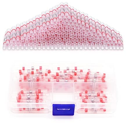 100 Piece Solder Connector Set with Heat Shrink Tube, Soldering Wire Connectors for Electric Cable Connections, Waterproof Crimp Connectors, Self-Soldering Heat Shrink Butt Connectors