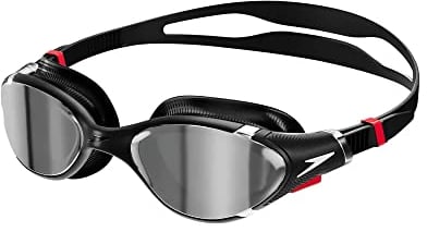 Speedo Unisex Erwachsene Biofuse 2.0 Schwimmbrille | Patentierte einfache Anpassung | Anti-Beschlag | Wasserdicht | Verbesserter Komfort Schwimmbrille, Schwarz/Chrome, Einheitsgröße