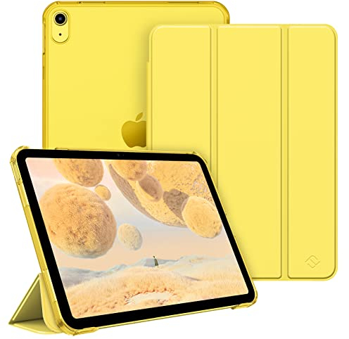 Fintie Funda Durable para iPad 11ª Gen 2025 (A16) de 11 Pulgadas, iPad 10ª Gen de 10.9 Pulgadas (2022) - Carcasa Trasera Transparente a Prueba de Choques con Auto-Reposo/Activación,Amarillo