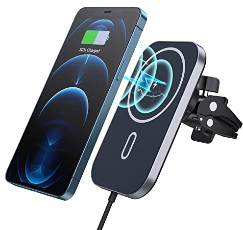 Magsafe Ladegerät,MagSafe Autohalterung, Kabelloses Handyhalterung Auto Magnet, 15W Fast Wireless Car Charger Handyhalterung KFZ Ladestation, Schnellladegerät für iPhone 16/15/14/13/12 Pro Max
