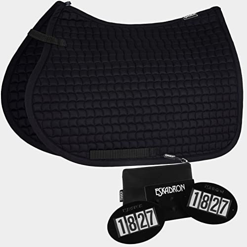 Eskadron Set Schabracke Cotton schwarz & Startnummern Set-Quick, Größe:Pony (P)