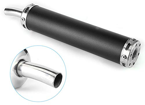 Silencieux Moto 470Mm,Silencieux 50Cc,Silencieux D'Échappement De Cyclomoteur,Silencieux D'Échappement en Acier Inoxydable 20 Mm/0,8 Pouces Pièces Modifiées pour Temps Noir (Noir)