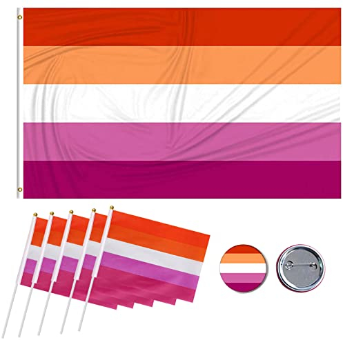 Ensemble de drapeaux lesbiennes LGBTQ Accessoires Lesbiennes Ensemble de badges de drapeau de fierté pour accessoires de décoration, fête de carnaval, événements LGBTQ intérieurs et extérieurs,