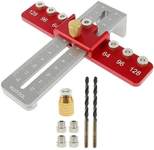 DRBIT Cabinet Hardware Jig Aluminium Alloy Mounting Template Drill Guide Adjustable Drill Guide Template Tool Portable Drawer Pull Jigs Punch Locator Drill Guide for Door Drawer Handles and Pulls ZHAO