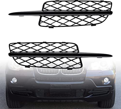 NOZADO Cubiertas de rejilla inferior de parachoques delantero de panal negro brillante aptas for BMW X5 E70 2007-2010 51117159593 51117159594 Conjuntos de faros antiniebla