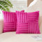 JOTOM 2er Set Gestückelte Samt Kissenbezug Weiche Kunstpelz Plüsch Dekorative Kissenhülle Fuzzy gestreifte Kissenbezüge für Bett Sofa Wohnzimmer Schlafzimmer, Pink 45 x 45 cm