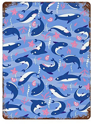 20 x 30 cm, niedliche Haie, Willkommens-Metall-Blechschild, Poster, Gemälde mit Rost, Vintage-Wanddekoration