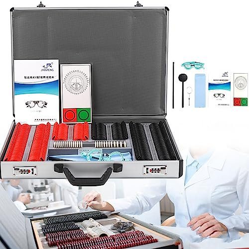 LINTAIZUO 266Pcs Optical Trial Lens Set Optometry Kit, Metal Rim Ophthalmic Lenses Aluminum Case Trial Frame, Protection Accessories Ophthalmic Trial