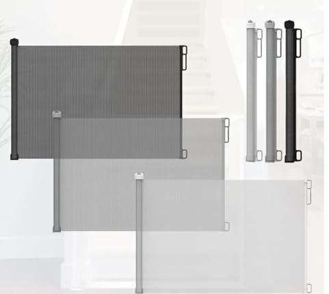 Baby Gate 87 cm x 130 cm Treppenschutzgitter Rolle für Babys und Haustiere, Hunde, ausziehbare Absperrgitter (schwarz)