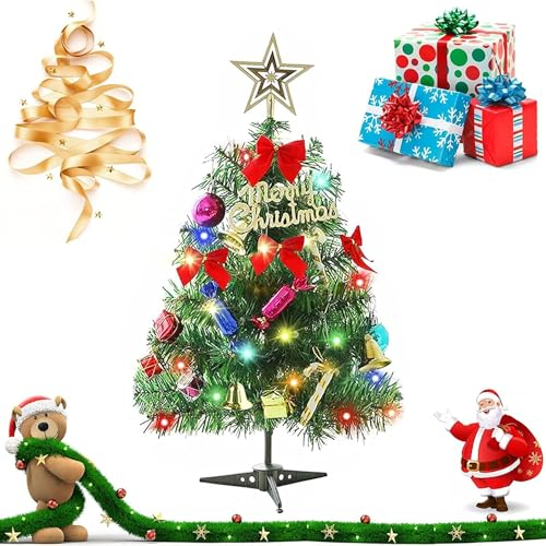 30cm Weihnachtsbaum Klein,Weihnachtsbaum Klein mit Beleuchtung,Weihnachtsbaum Künstlich,Weihnachtsbaum Künstlich Komplett Geschmückt,Mini Weihnachtsbaum Künstlich,Single Weihnachtsbaum Klein
