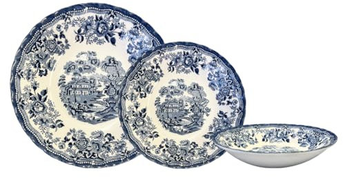 Churchill Royal Wessex Tonquin Chelsea Service de table 12 pièces fabriqué en Angleterre Bleu