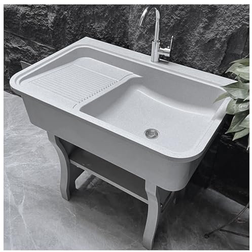 Fregadero Para Exteriores,Fregadero De Cerámica Sobre Encimera, Fregadero Para Trapeador De Piso Comercial, Fregadero Para Interiores Y Exteriores, Para Lavadero, Garaje, Sótano, Jardín ( Color : Gray
