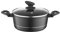 FLORINA Olla de Aluminio (3 l) I 22 cm I Olla con Tapa de Vidrio DELUX I Medidor y Revestimiento Antiarañazos I Cazuela Induccion I Apta para Cocina de Inducción, Gas y Eléctrica (Negra)