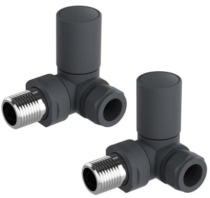 Hemlock - Anthracite Corner Towel Rail/Radiator valves Valves 1/2 /15mm Anthracite Radiator Valves, HEM CNR 01