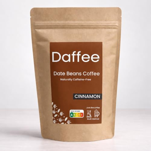 Daffee Date Seed Coffee with Cinnamon, 250g | Natural Caffeine Free, Coffee Replacement, Decaf Coffee Substitute