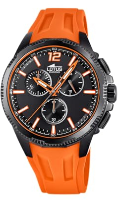 Lotus Herrenuhr 18952/6 Special Prices, Gehäuse aus Edelstahl 316L, Schwarz, Kautschukarmband, Orange