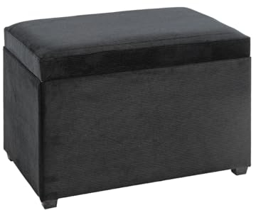 HAKU Möbel Sitztruhe schwarz, MDF, Textilgewebe Cord - Maße: B 58 cm x H 42 cm x T 39 cm, Style: Modern