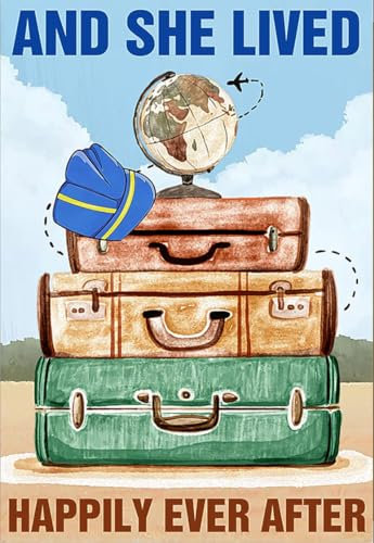 kisoyo Metall-Blechschild Flight Attendant And She Lived Happily Ever After, Poster, Flugbegleiter, Reisen und sie lebte glücklich Ever After-Poster, Wanddekoration, 20,3 x 30,5 cm
