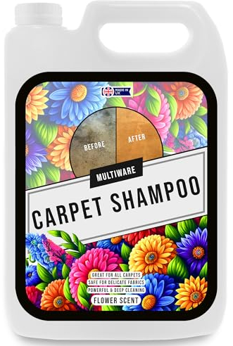 MultiWare Carpet Cleaner Shampoo Flower Scent 5L | Carpet Shampoo for Machines | Carpet Cleaner Solution | Safe for ALL Machines | Pet Friendly Formula | Removes Pet Odours and All Stains | 1 Bottle