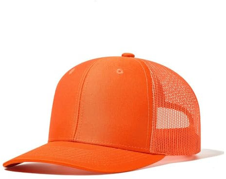 Wambere Truckercap Herren,Trucker Cap mit Mesh Netz,Meshcap größenverstellbar Baseball Cap,Sommer atmungsaktive Sun Cap,mit verstellbarem Schnallenverschluss für Draußen,Sport und Reisen,Orange