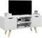 AOSOM Tavolo TV da 50 pollici Moderno con 2 Ante e 2 Ripiani Aperti, 110x39x50 cm, Bianco