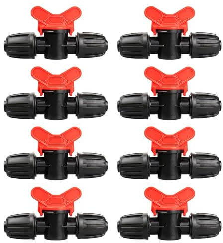 Tropfbewässerungsventile, 12 mm außen, Absperrventil, gerades Schlauch-Absperrventil, Wasser-Gartenschlauch-Anschluss, Kunststoff, Gartenschlauch-Absperrventil, Universal-Schlauchkupplungsventil, 8