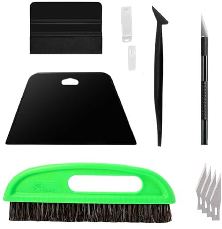 Outils de papier peint pour décoller et coller - Kit d'outils de lissage multifonction - Le kit de papier adhésif contient une grande raclette de lissage, un grattoir en feutre, un cutter de bricolage