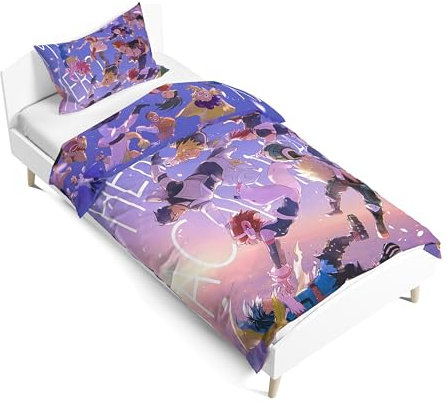 Anjinguang 2-teiliges MHA-Bettwäsche-Set, Anime MHA Bettbezug und 1 x Kissenbezug, Midoriya Izuku Todoroki Shouto Figur, Cartoon-Bettwäsche, für Schlafzimmer, 135 x 200 cm, Mikrofaser-Bettbezug für