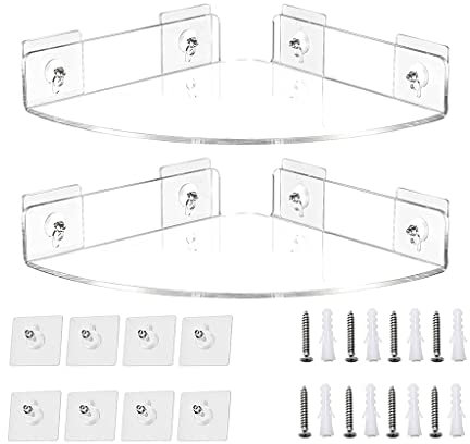 WASTEBIN 2 Stück Acryl Eckregale Klare Eck Schwimmregale Wandregale Display Rack Für Badezimmer Und Küche