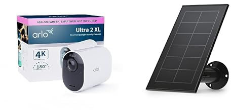 Arlo Ultra 2 4K Security Camera Outdoor Wireless with Solar Panel, 4K UHD Wireless CCTV, Extra Large Battery Operated, Colour Night Vision, Spotlight, 2-Way Audio, Free Trial of Arlo Secure, White