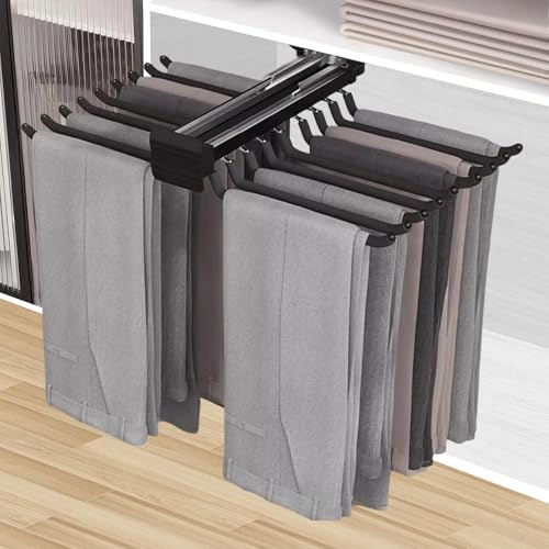 MAFAGE Pantalonero Extraible Para Armario, 18 Brazos, silencioso, 45,8cm | suspensión con amortiguador silencioso, organiza pantalones y maximiza espacio del armario