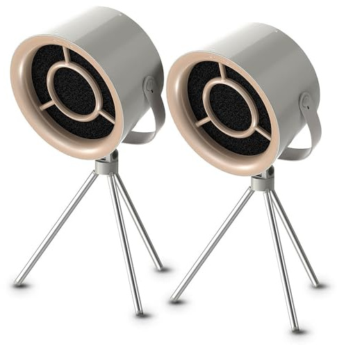 Rosenstein & Söhne Mobiler Dunstabzug: 2er-Set USB-C-Dunstabzugs-Ventilatoren,Austausch-Filter,Stativ,Ø13,5cm (Mini, Hauben, BBQ)