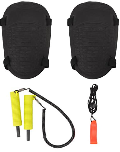 Baxnore Fishing Ice Picks Set, EVA PVC ABS Retractable Ice Picks Hard EVA Knee Pads Non Nuclear Whistle, Replacement Ice Fishing Safety Tool (Yellow)