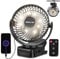 GOBRILLFUN Ventilador de clip con control remoto de 6 pulgadas, 12000 mAh, luz nocturna LED, 3 velocidades, portátil, USB, para casa, oficina, autocaravana y camping al aire libre - Negro