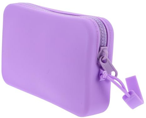 BESPORTBLE Borsa cosmetica in silicone borsa per il trucco piccola astuccio per matite in silicone astuccio da viaggio per il trucco Piccole buste con cerniera Gel di silice Violet