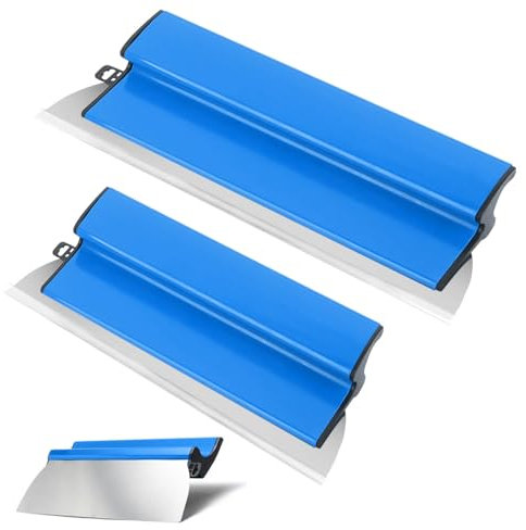 Set di 2 spatole da 250 mm e 400 mm, spatola con manico ergonomico a Z, per asta telescopica per intonacare pareti, soffitti, strumenti per intonacare cartongesso (blu)