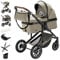 Daliya® FLEXI-PRO M 2in1 Kombikinderwagen & Buggy – XXL-Set, Reise-Kinderwagen mit Einhand-Abnahme, Wetterschutz, Sportsitz, Wickeltasche, Spieltisch, Regenschutz, dicke Matratze (Beige)