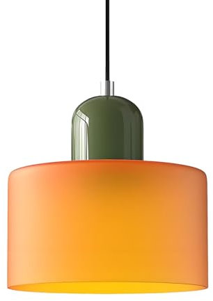 XIRYTU-H 20cm Moderne Skandinavische Pendelleuchte aus Glas, E27 Hängelampe, Höhenverstellbar (200 cm), Metall & Glas, Für Küche, Esszimmer, Café, Bar – Mehrere Farben (Orange)