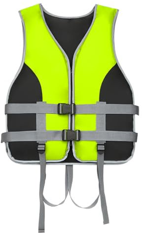 AmphaDeco Giubbotto Salvagente per Adulti e Bambini, Giubbotto Salvagente Regolabile, Giubbotto Universale da Snorkeling con Strisce Riflettenti e Fischietto, Giubbotto di Sicurezza per SUP,Verde,M