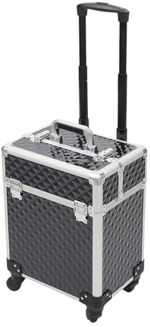 Beauty Case - Valigetta per cosmetici, grande, 34 x 24 x 41 cm, multivaligetta per gioielli e parrucchieri, Nero , Moderno