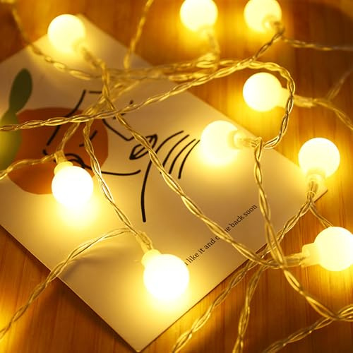 Kaleora LED Lichterkette, 1M 10 LED Kugeln Lichterkette Batteriebetriebene, 2,4cm Durchmesser, Warmweiß Kugeln Lichterketten für Weihnachten, Kinderzimmer, Gartenbeleuchtung, Innen