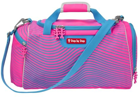 Step by Step Sporttasche „Kolibri Kaja“, blau-rosa, mit Nasswäschefach, Abnehmbarer Tragegurt, Verstellbarer Schultergurt, für Mädchen 1. Klasse, 13L