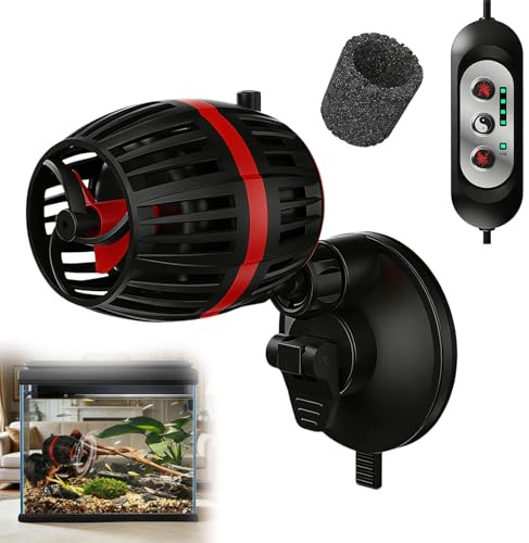 BAIFULAI 3200L/H Aquarium Strömungspumpe Wavemaker: Mini Wavemaker mit Controller, 4-Fach Einstellbarer Durchfluss und Fütterungsmodus, Strömungspumpe Aquarium für Aquarien bis 150L(Schwarz)