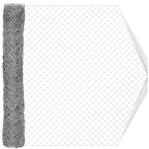 vidaXL Clôture en Treillis métallique Galvanisé 2 x 20 m Verre, Jardin et Terrasse, Cylindre, Clôture Moderne, Espace Securisé, Fencing Flexible, Séparation de Propriété, Sûr pour Animaux