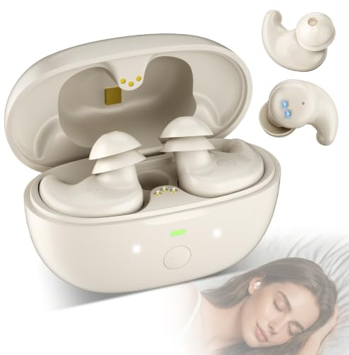 Sleep Earbuds Bluetooth 6.0, Mini Wireless Sleep Headphones for Side Sleepers, Up to 80 Hrs Total Playtime, Dual UV Cleaning Light, Ultra Soft & Pressure-Free Fit for Sleeping, Napping and Travel