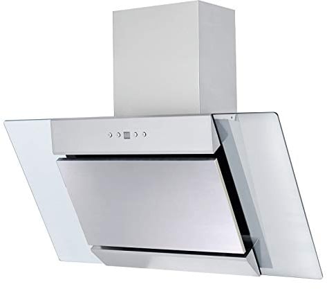 SIA AGL91SS 90cm Angled Stainless Steel And Glass Chimney Cooker Hood Kitchen Extractor Fan With LED Lights