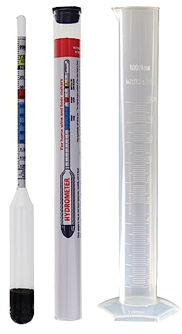 Hydrometer Alkoholmessgerät Wein und Bier – Bierspindel mit Messzylinder Vinometer für Wein – Ideale Ausrüstung für die Wein- und Bierherstellung inklusive 100-ml-Probenglas-Aräometer