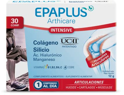 EPAPLUS Intensive – Colágeno UC-II - 30 Cápsulas – Con Silicio, Ác. Hialurónico, Manganeso y Vitaminas B1, B2, B6 y C