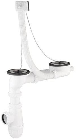 Vidage complet NF pour évier 2 bacs Ø50 mm entraxe réglable NOYON & THIEBAULT