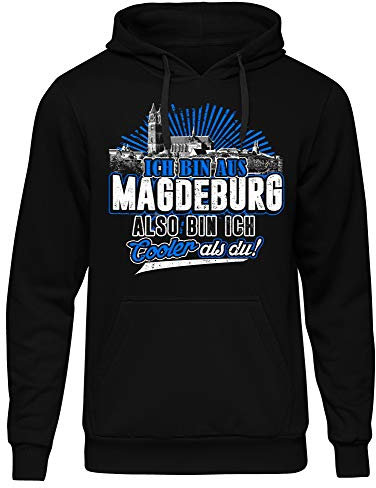 Cooler als du Magdeburg Männer Herren Kapuzenpullover | Fussball Skyline Trikot Sport Ultras Fun (4XL)